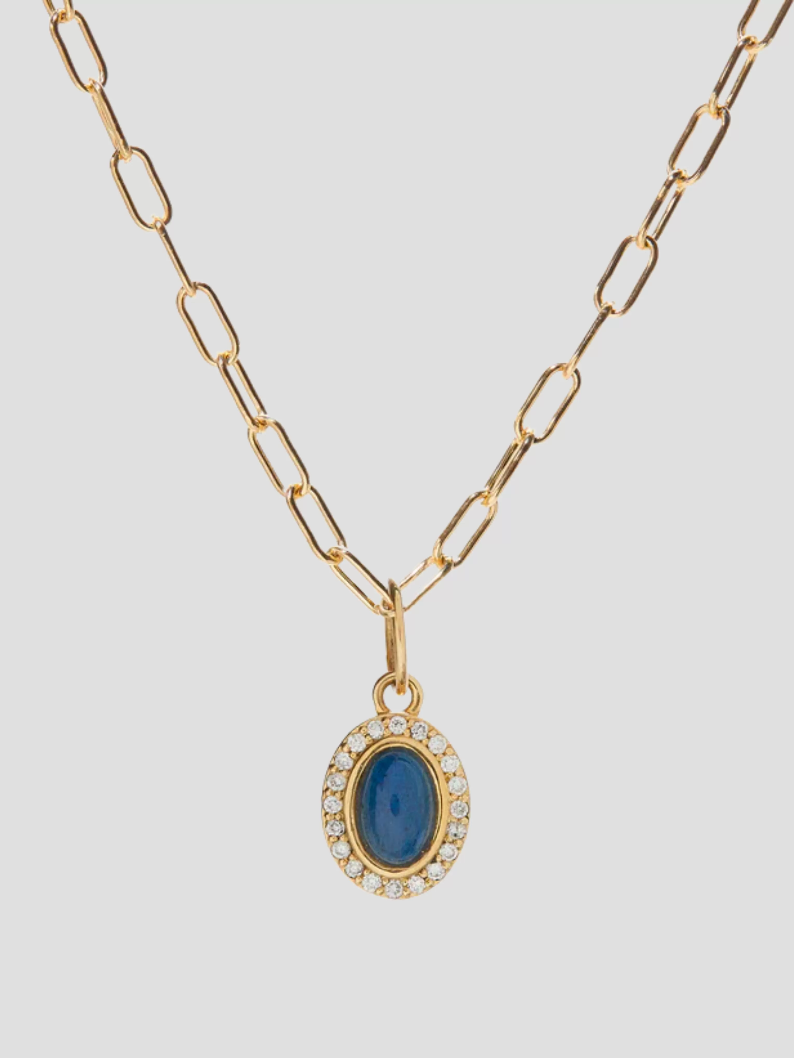 14k Yellow Gold with Labradorite Cabochon & Diamonds Charm