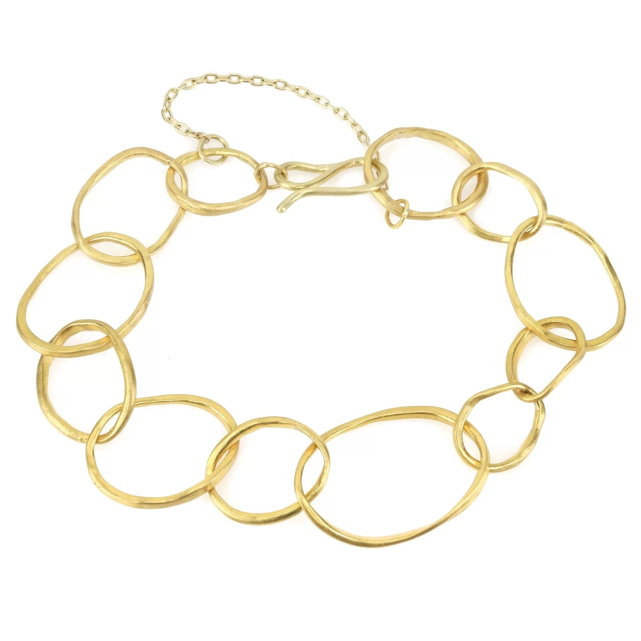 22K Gold Petal Link Bracelet with Safety Chain