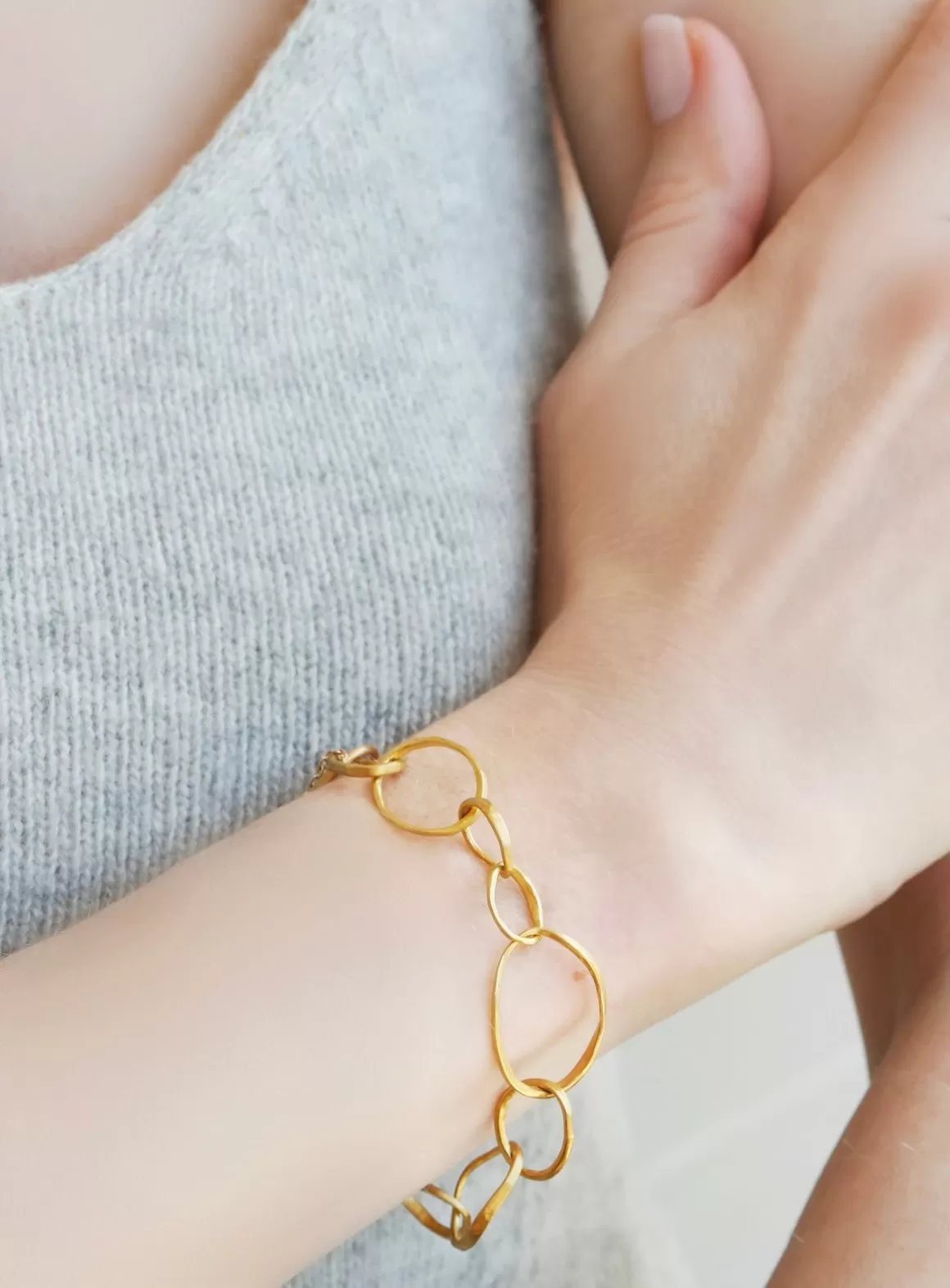 22K Gold Petal Link Bracelet with Safety Chain