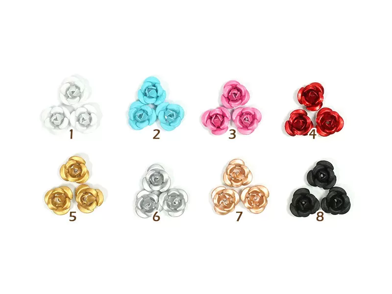 3D Rose Nail Art Metal Decoration - 5 pcs