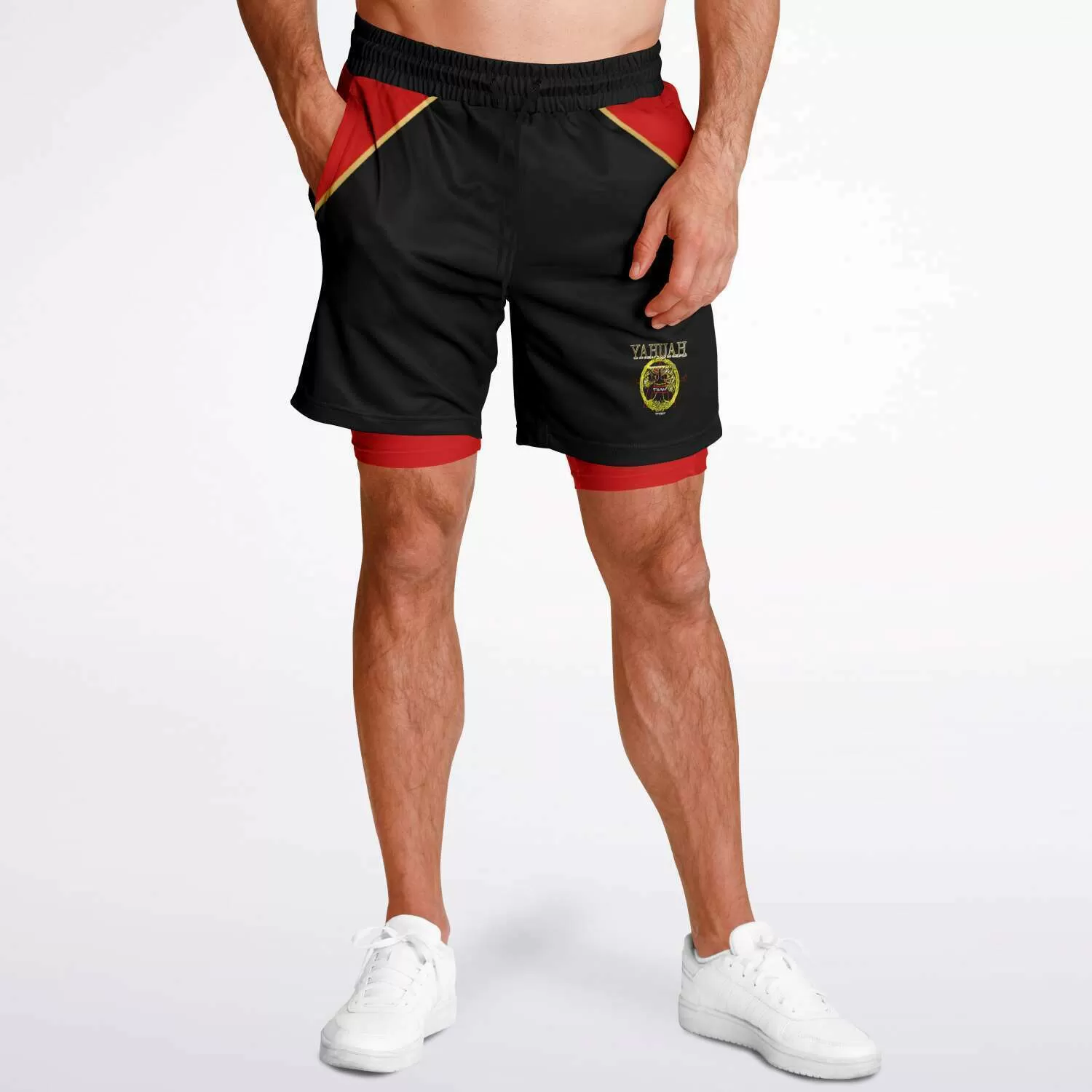 A-Team 01 Red Men's Designer 2-in-1 Shorts