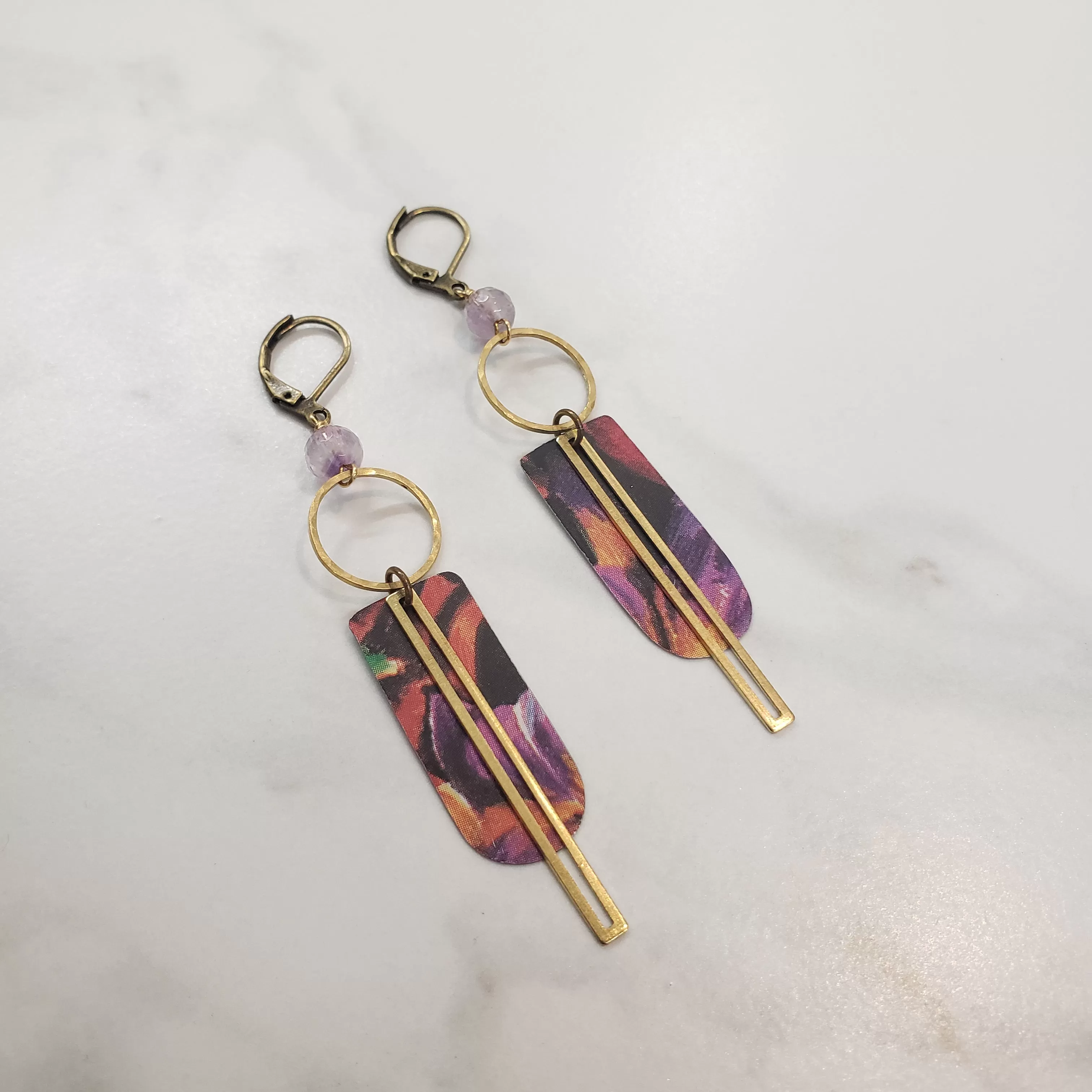 Abstract Geometric Dangles - Lilac Amethyst