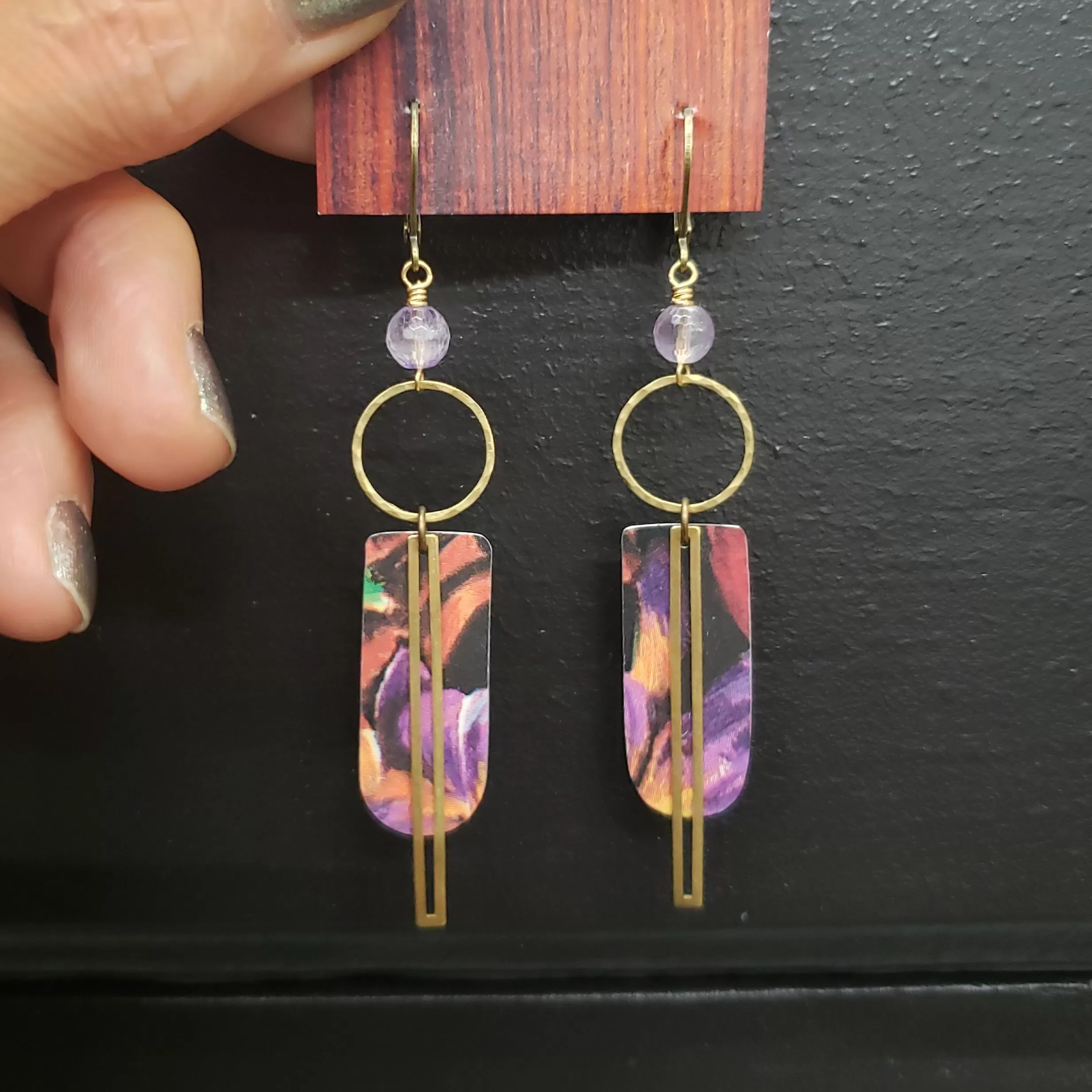 Abstract Geometric Dangles - Lilac Amethyst