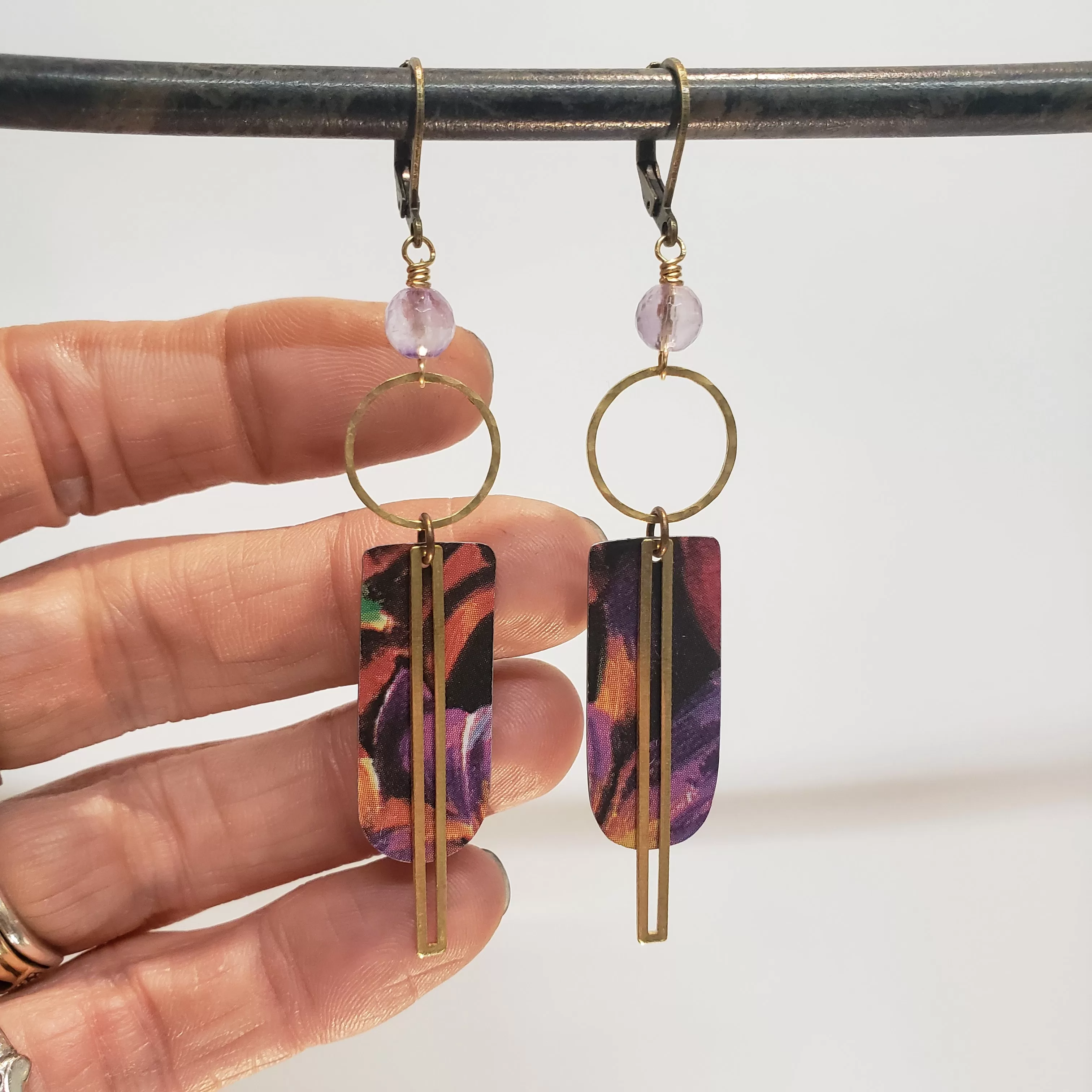 Abstract Geometric Dangles - Lilac Amethyst