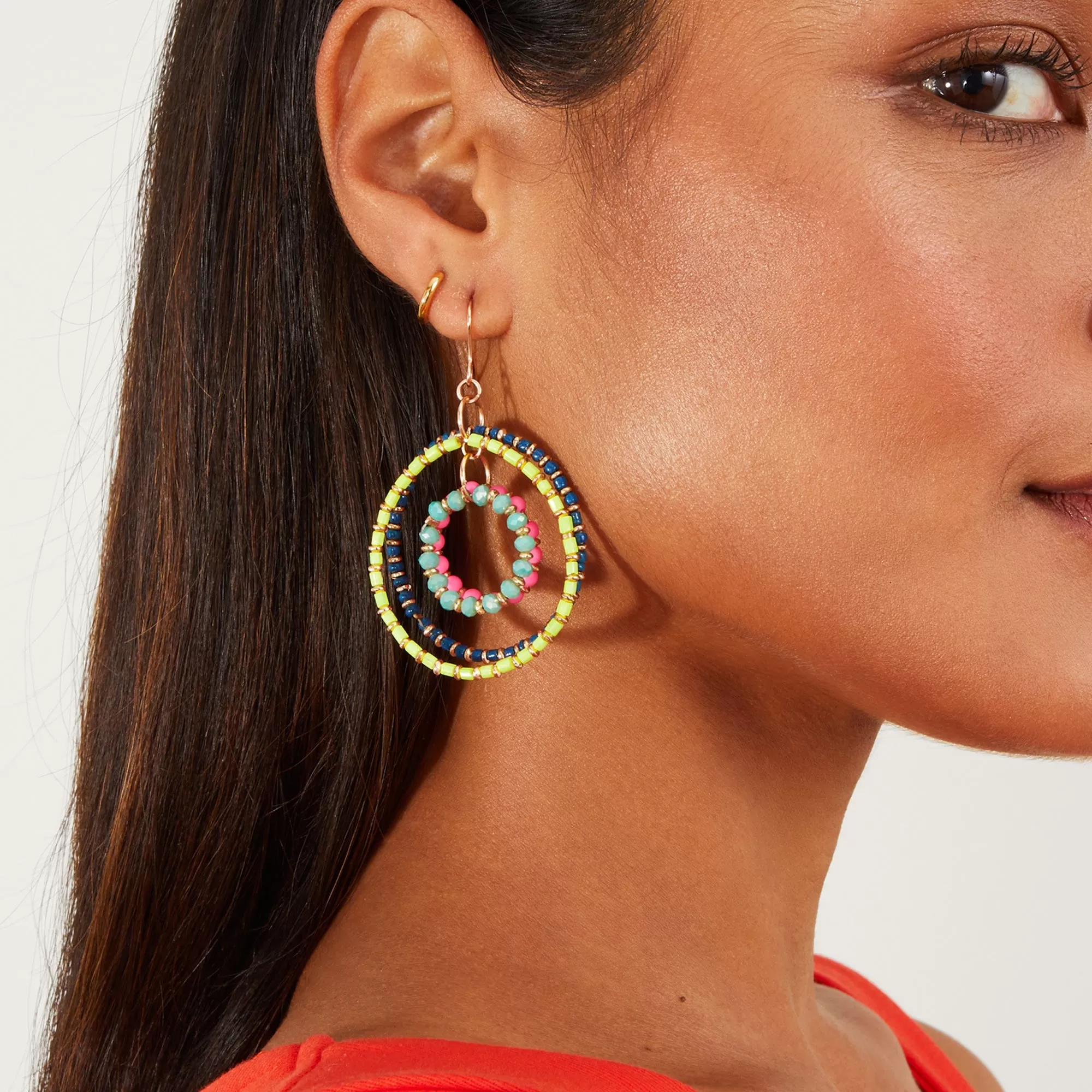 Accessorize London Women's Beaded Hoop Earrings