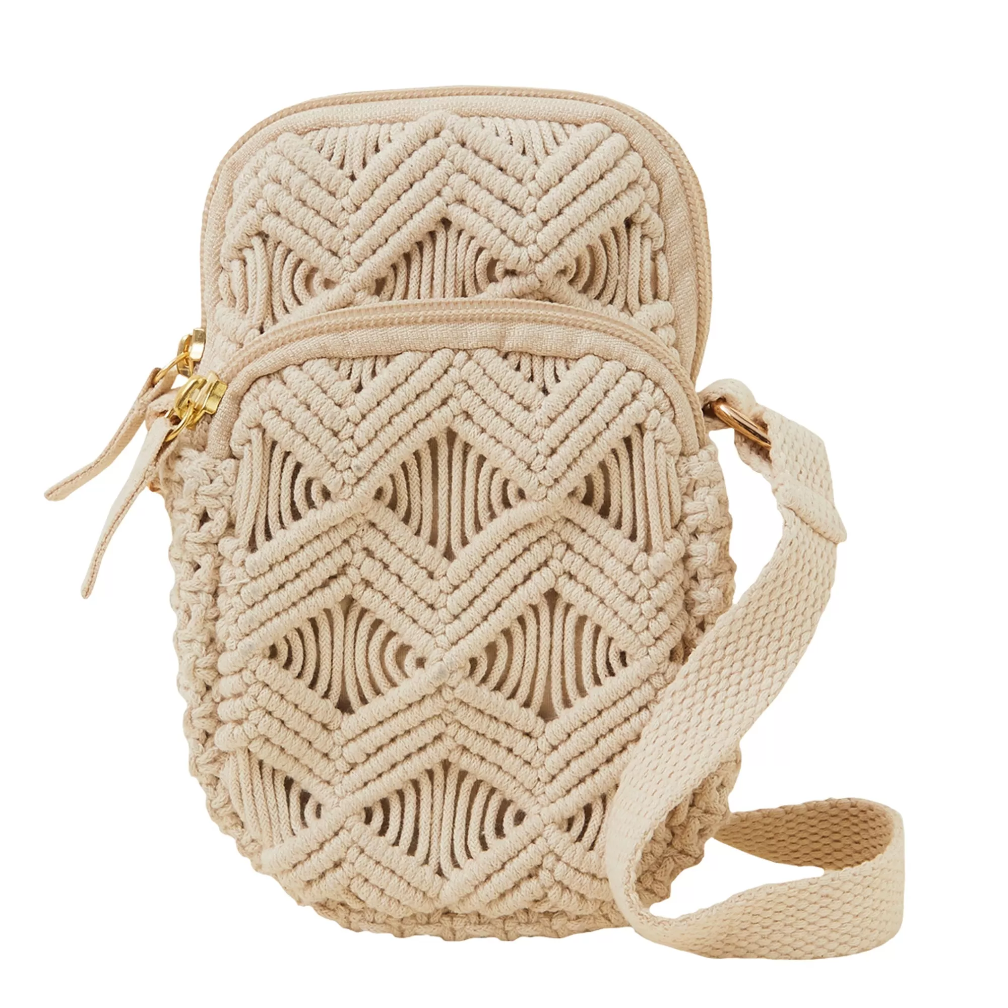 Accessorize London Women's Cream Macrame Phone Bag