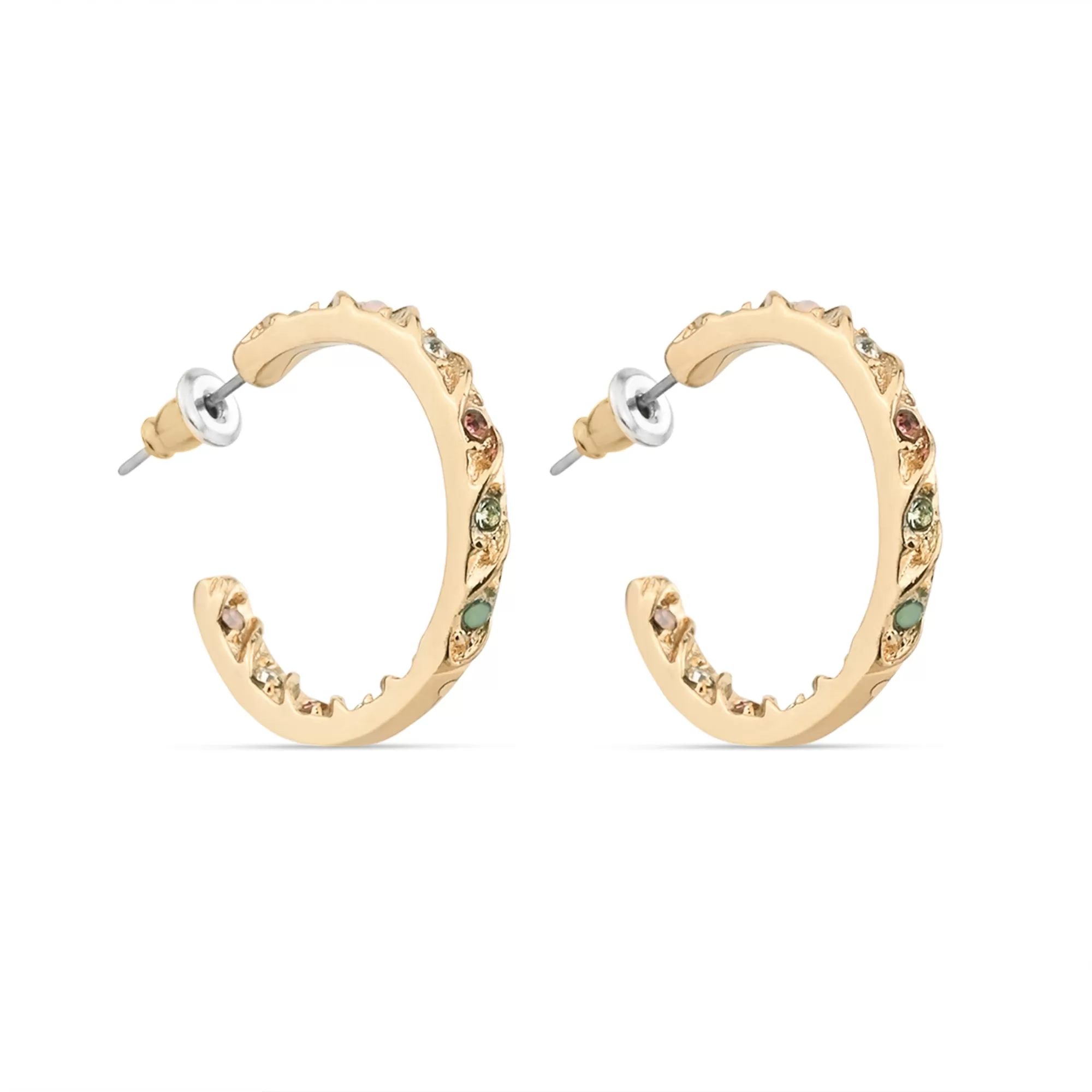 Accessorize London Women's Gem Inlay Hoop Earrings