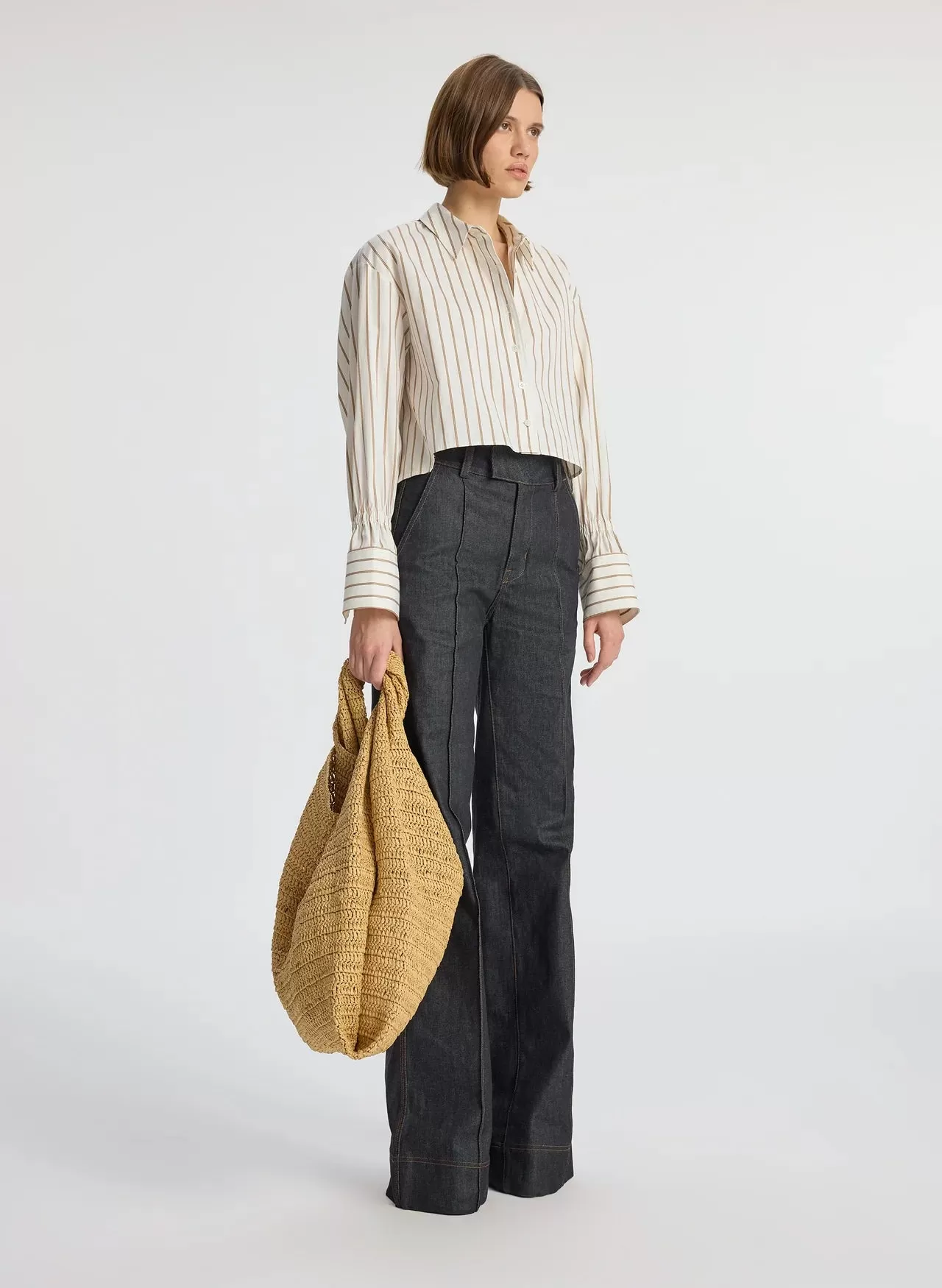 A.L.C - Monica ll Cropped Cotton Shirt - Bone/Lark