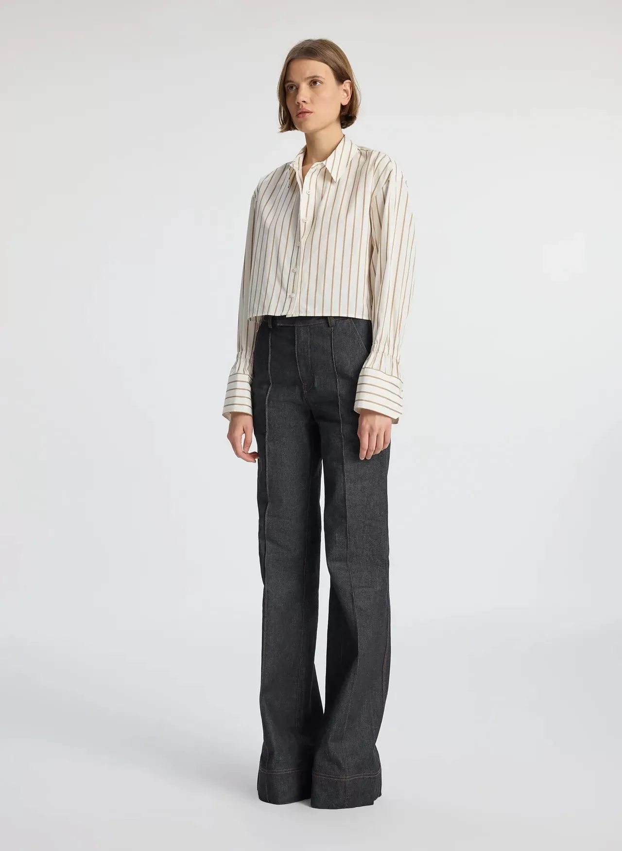 A.L.C - Monica ll Cropped Cotton Shirt - Bone/Lark