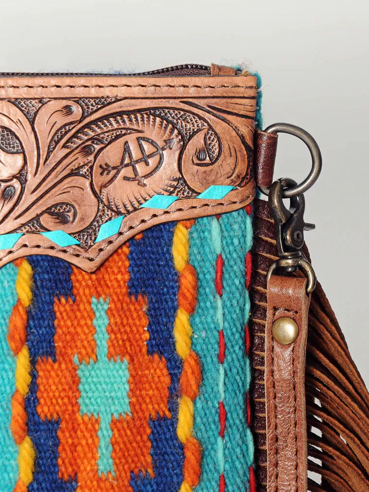 American Darling Teal Saddle Blanket Cross Body Bag