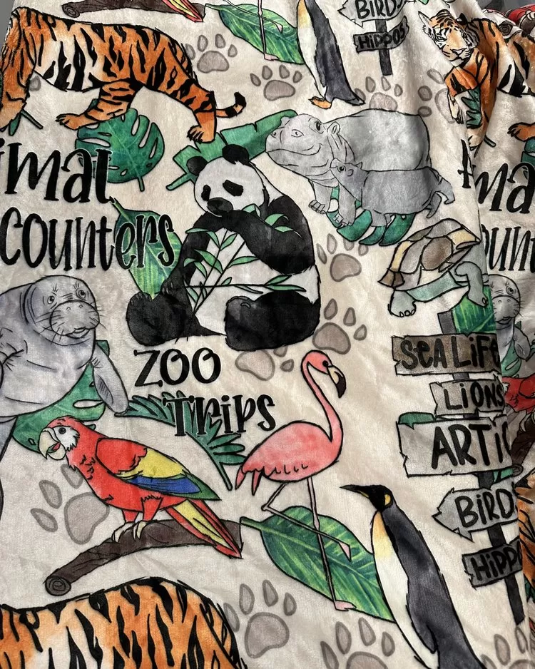 Animal Encounters Exclusive Print Minky Blanket