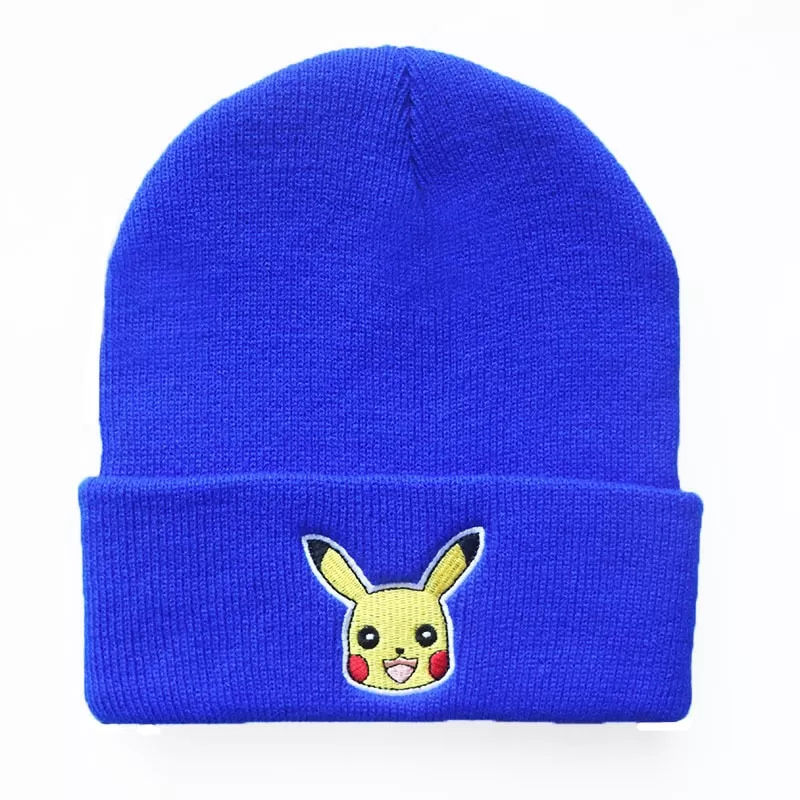 Anime Pokemon Knitted Hat Pikachu Gengar Dolls Pullover Warm Wool Cold Cap Boys Girls Embroidered Hip-Hop Woolen Hat Toys Gifts