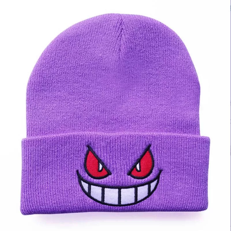 Anime Pokemon Knitted Hat Pikachu Gengar Dolls Pullover Warm Wool Cold Cap Boys Girls Embroidered Hip-Hop Woolen Hat Toys Gifts