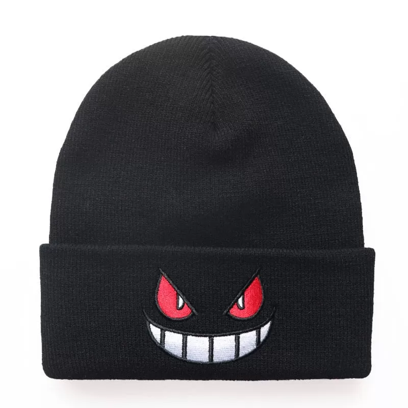 Anime Pokemon Knitted Hat Pikachu Gengar Dolls Pullover Warm Wool Cold Cap Boys Girls Embroidered Hip-Hop Woolen Hat Toys Gifts