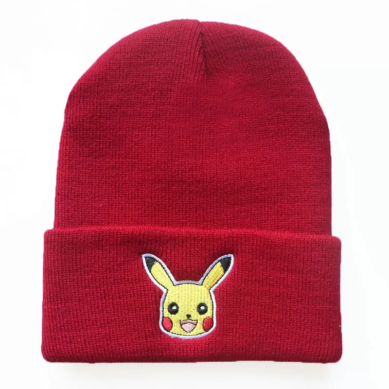 Anime Pokemon Knitted Hat Pikachu Gengar Dolls Pullover Warm Wool Cold Cap Boys Girls Embroidered Hip-Hop Woolen Hat Toys Gifts