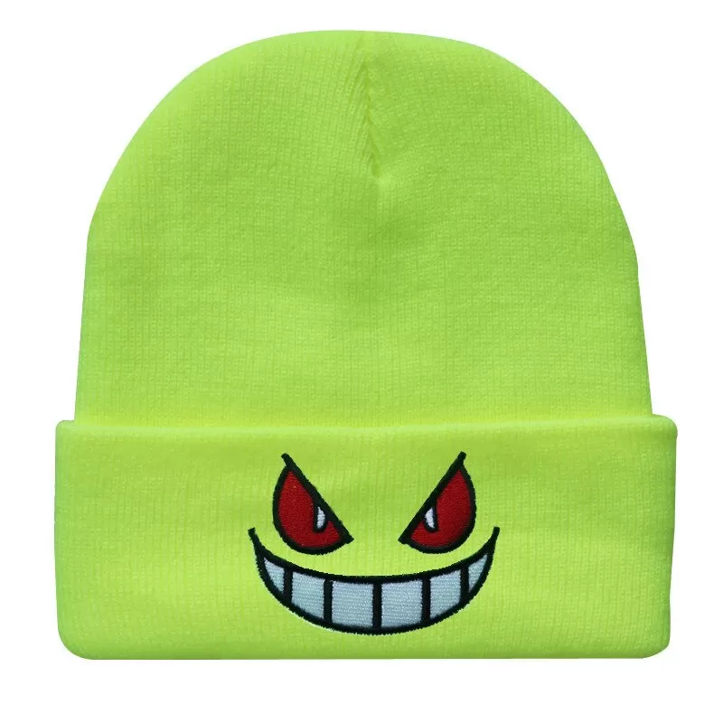 Anime Pokemon Knitted Hat Pikachu Gengar Dolls Pullover Warm Wool Cold Cap Boys Girls Embroidered Hip-Hop Woolen Hat Toys Gifts