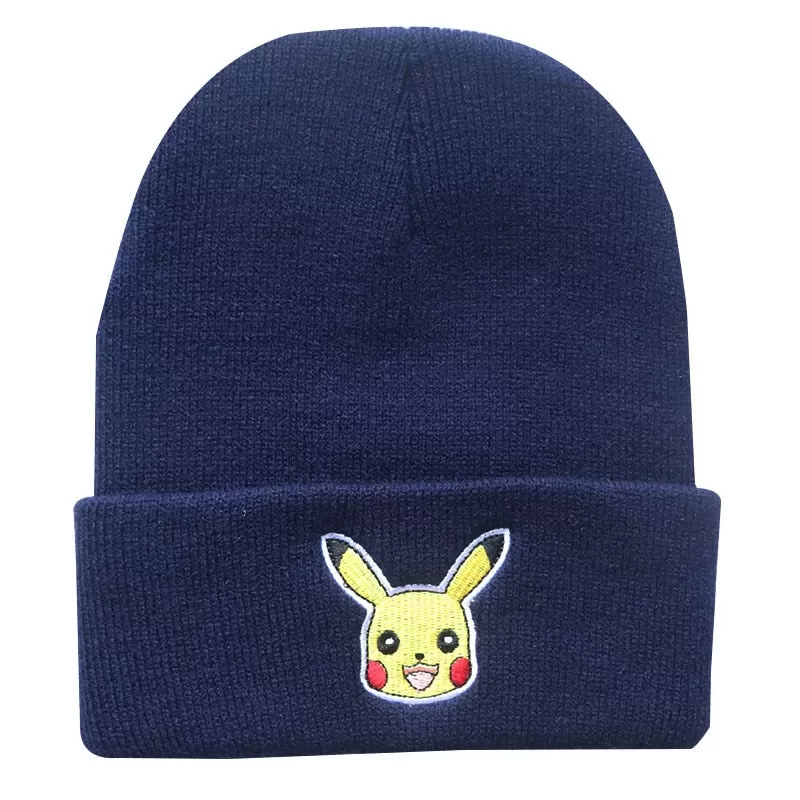 Anime Pokemon Knitted Hat Pikachu Gengar Dolls Pullover Warm Wool Cold Cap Boys Girls Embroidered Hip-Hop Woolen Hat Toys Gifts