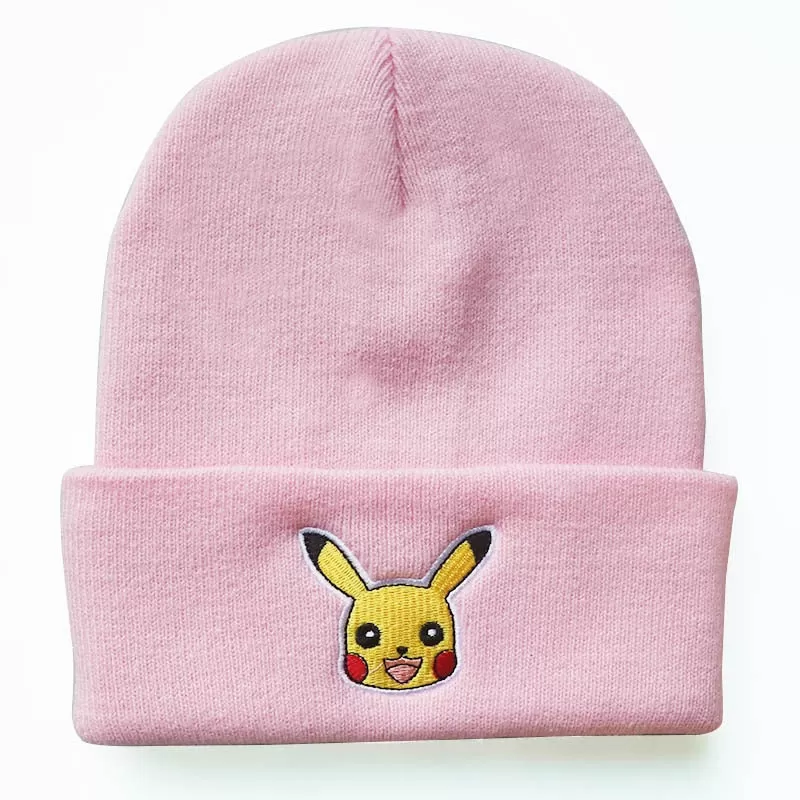 Anime Pokemon Knitted Hat Pikachu Gengar Dolls Pullover Warm Wool Cold Cap Boys Girls Embroidered Hip-Hop Woolen Hat Toys Gifts