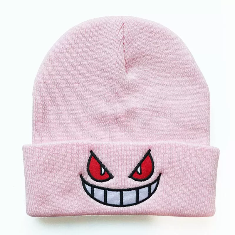 Anime Pokemon Knitted Hat Pikachu Gengar Dolls Pullover Warm Wool Cold Cap Boys Girls Embroidered Hip-Hop Woolen Hat Toys Gifts