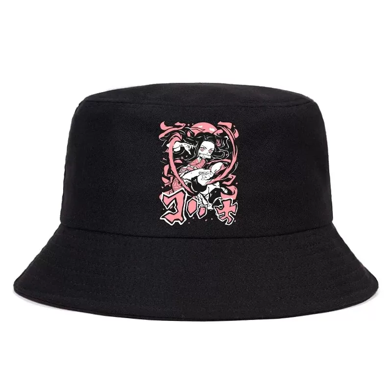 Anime Summer Hat Kamado Nezuko Panama bob bucket hat