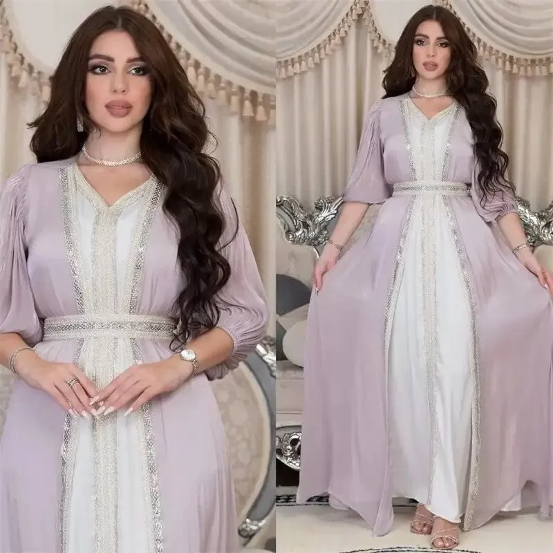 Arabic kaftan dress for women, overcoat and belt S4799071