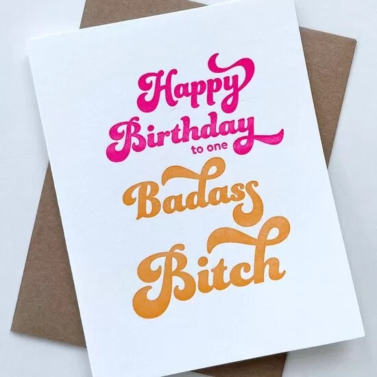 Badass Bitch Birthday Greeting Card