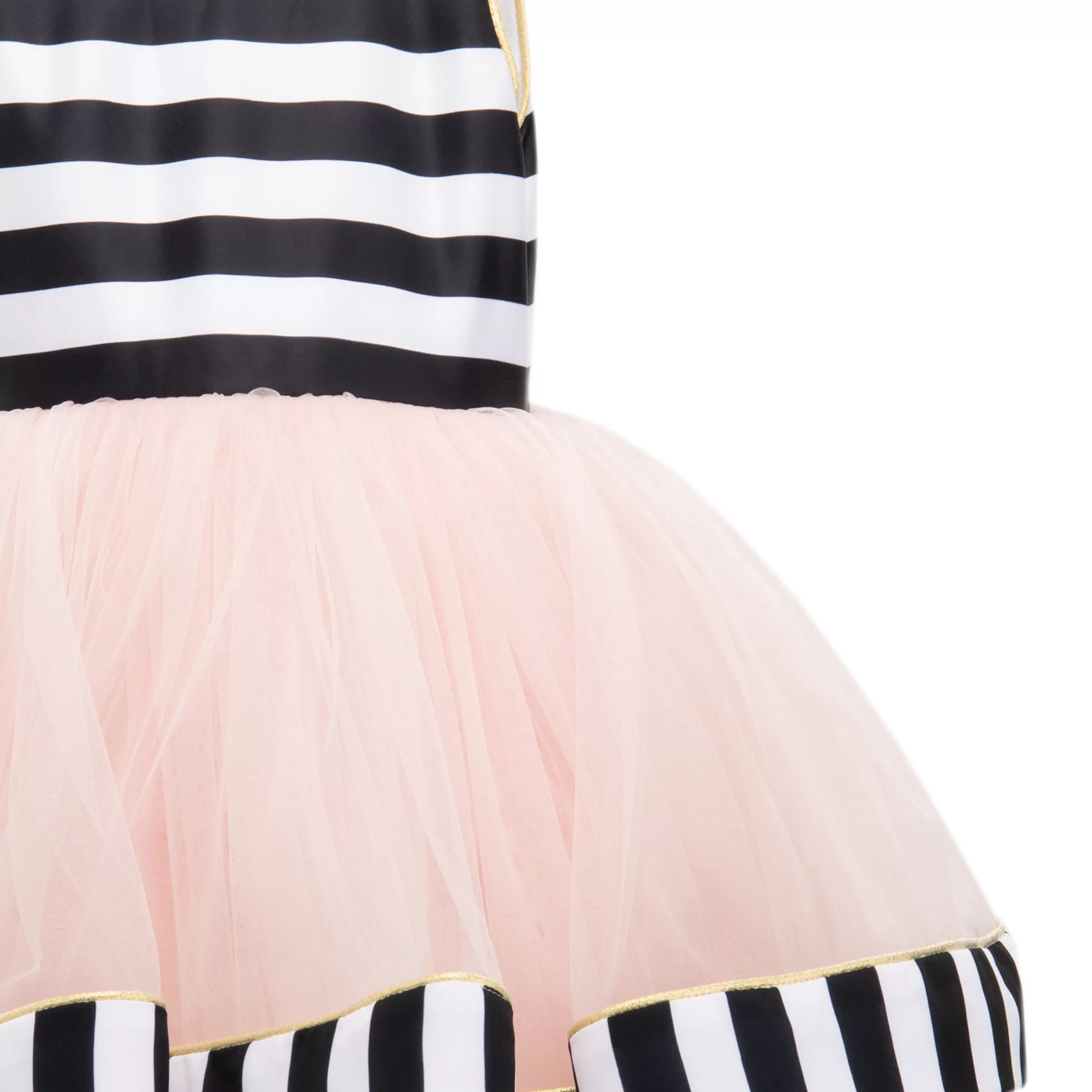 Black & White Striped Sleeveless Tulle Dress