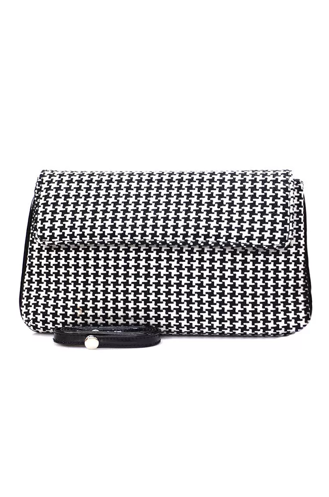 Black and White Woolen Clutch