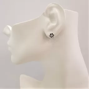 Black Enamel Flower Stud Earrings