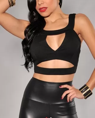 Black Strap Crop Top