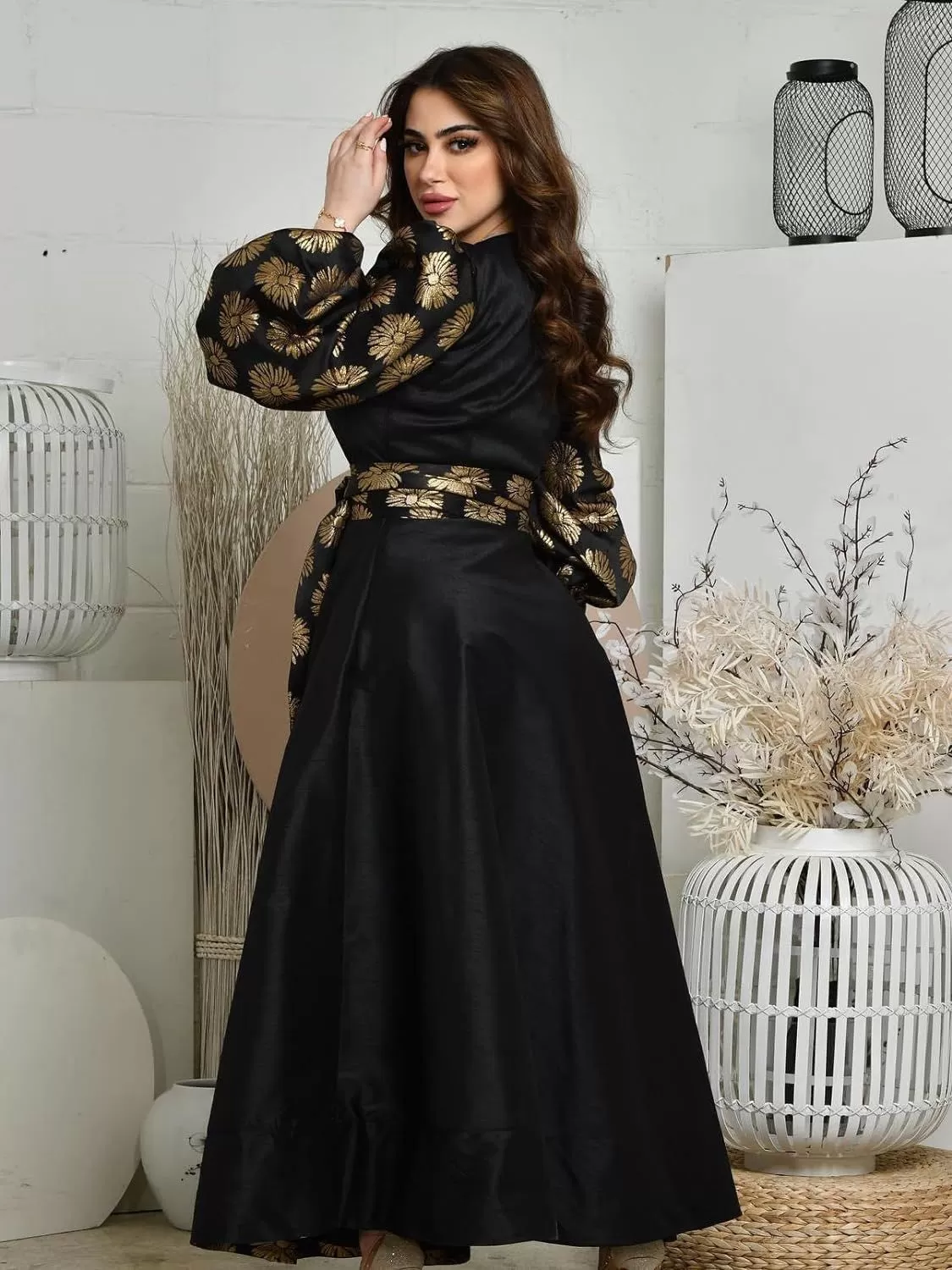 Black Sulfate Sleeve Evening Dress for Women L B-59585