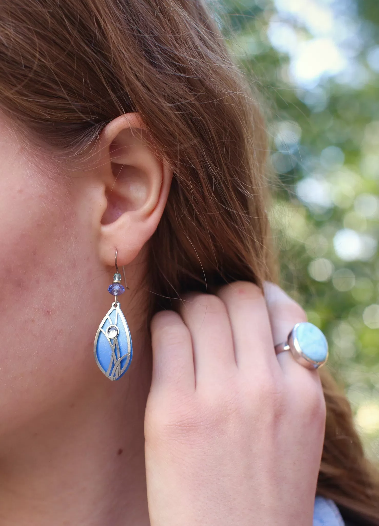 Blue & Silver Petal Earrings by Adajio