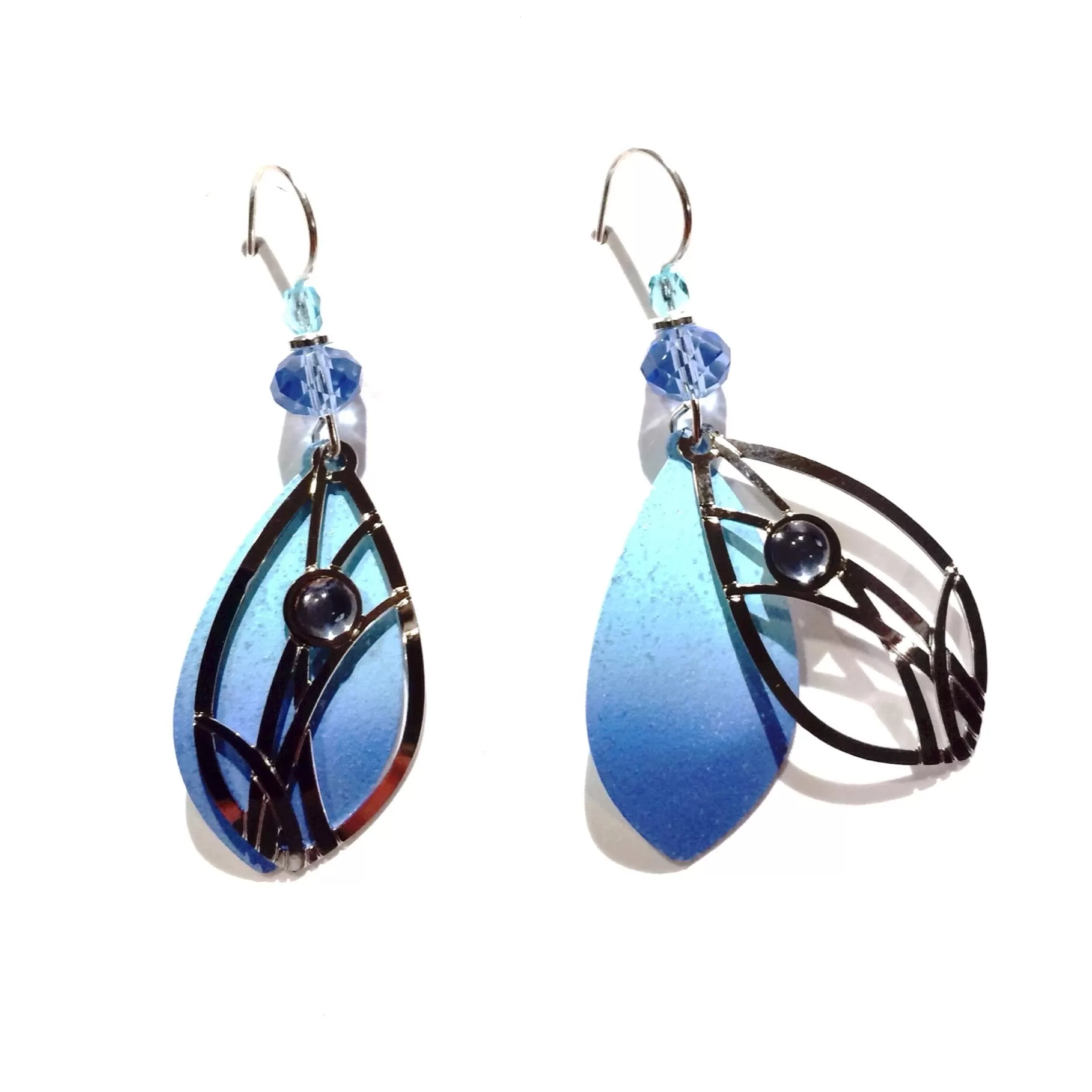 Blue & Silver Petal Earrings by Adajio