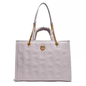 Borsa Donna a Mano e a Spalla LIU JO Ecosostenibile con Logo Embossed color Bone