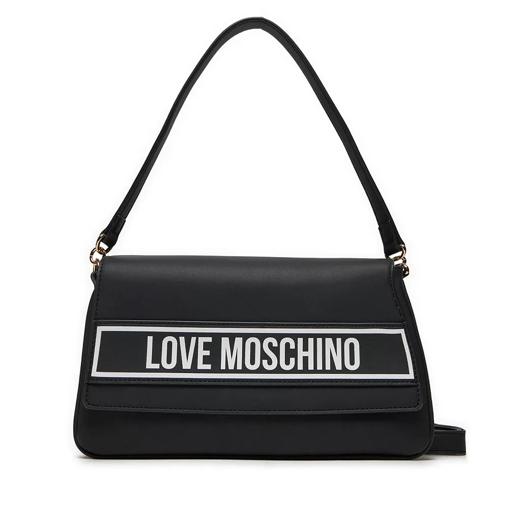 Borsa Donna a Spalla con Tracolla LOVE MOSCHINO Nero con Logo Bianco