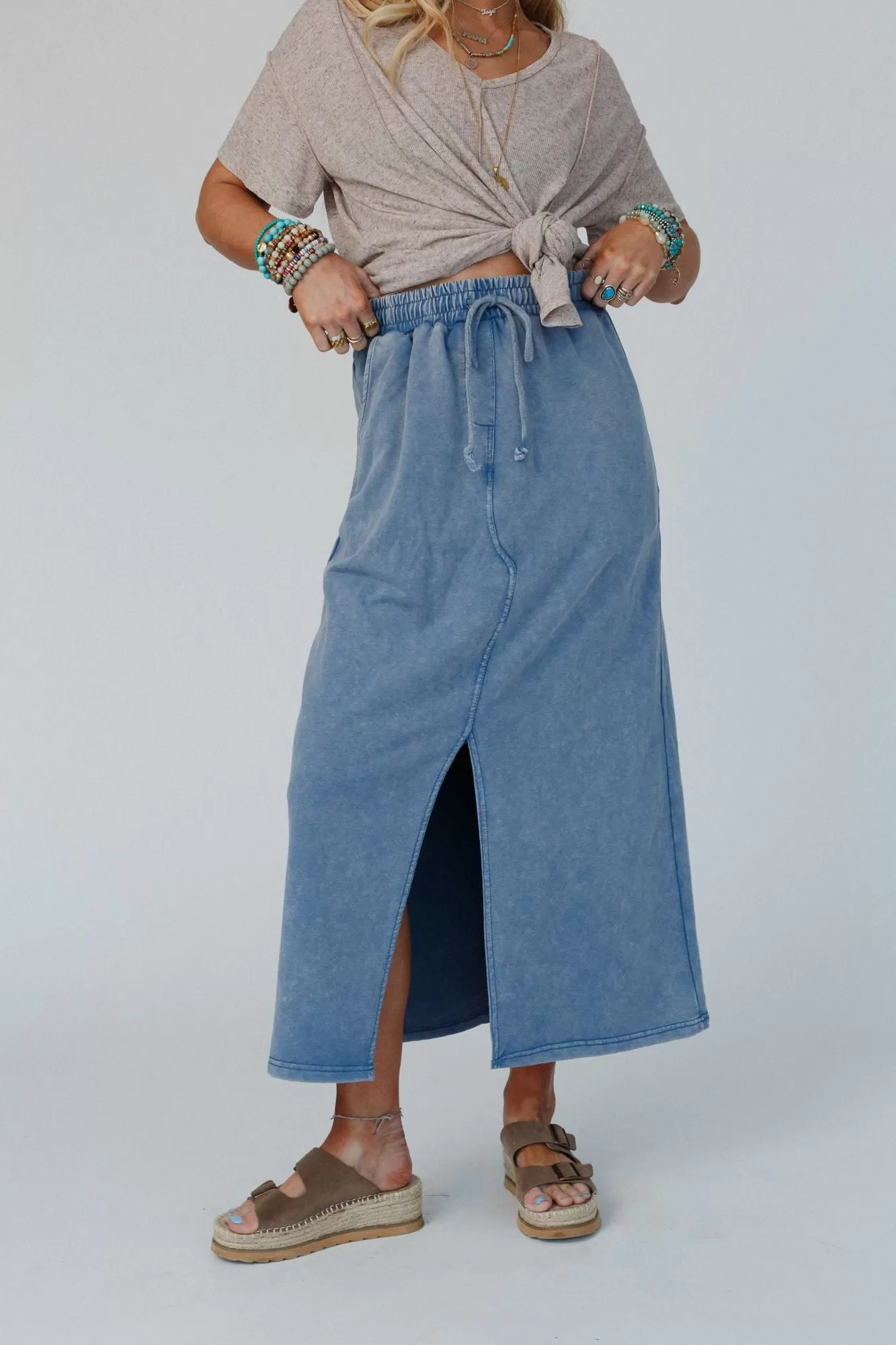 Bottom Line Drawstring Skirt - Blue