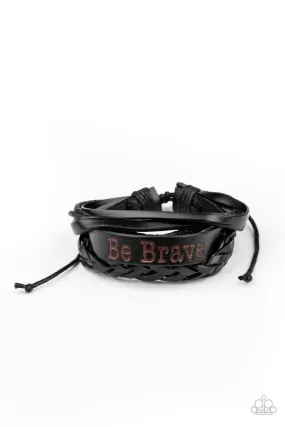 Brave Soul Black Leather Inspirational Urban Sliding Knot Bracelet - Paparazzi Accessories