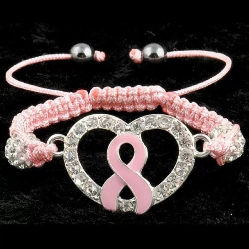 Breast Cancer Awareness Drawstring Bling Bracelet