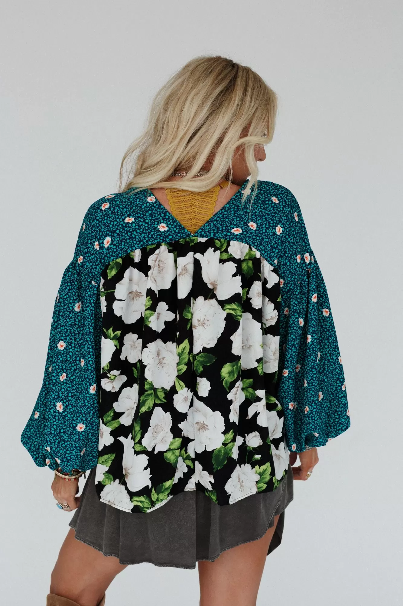 Cady Floral Print Top - Teal