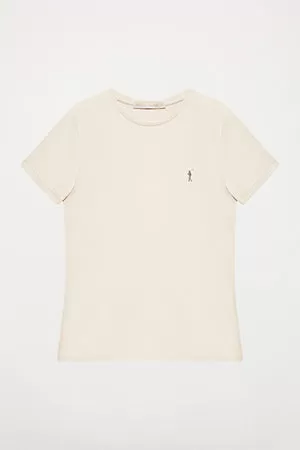 Camiseta básica beige de manga corta con logo Rigby Go