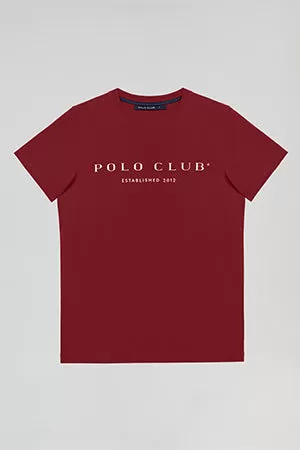 Camiseta básica granate con print icónico Polo Club