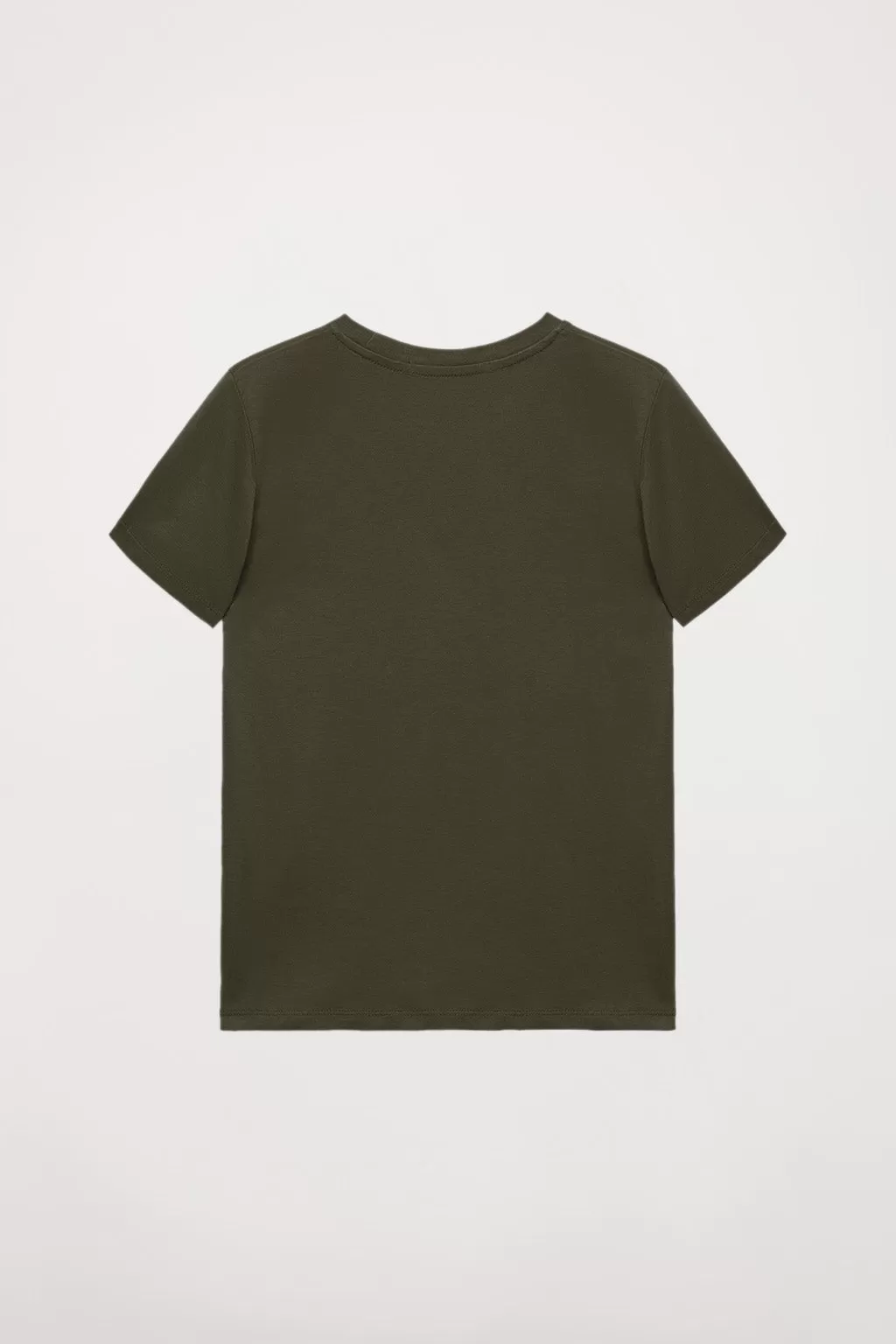 Camiseta orgánica de manga corta caqui Neutrals kids con logo