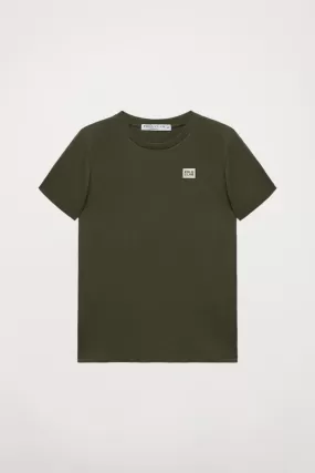 Camiseta orgánica de manga corta caqui Neutrals kids con logo