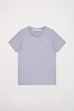 Camiseta orgánica de manga corta lavanda Neutrals kids con logo