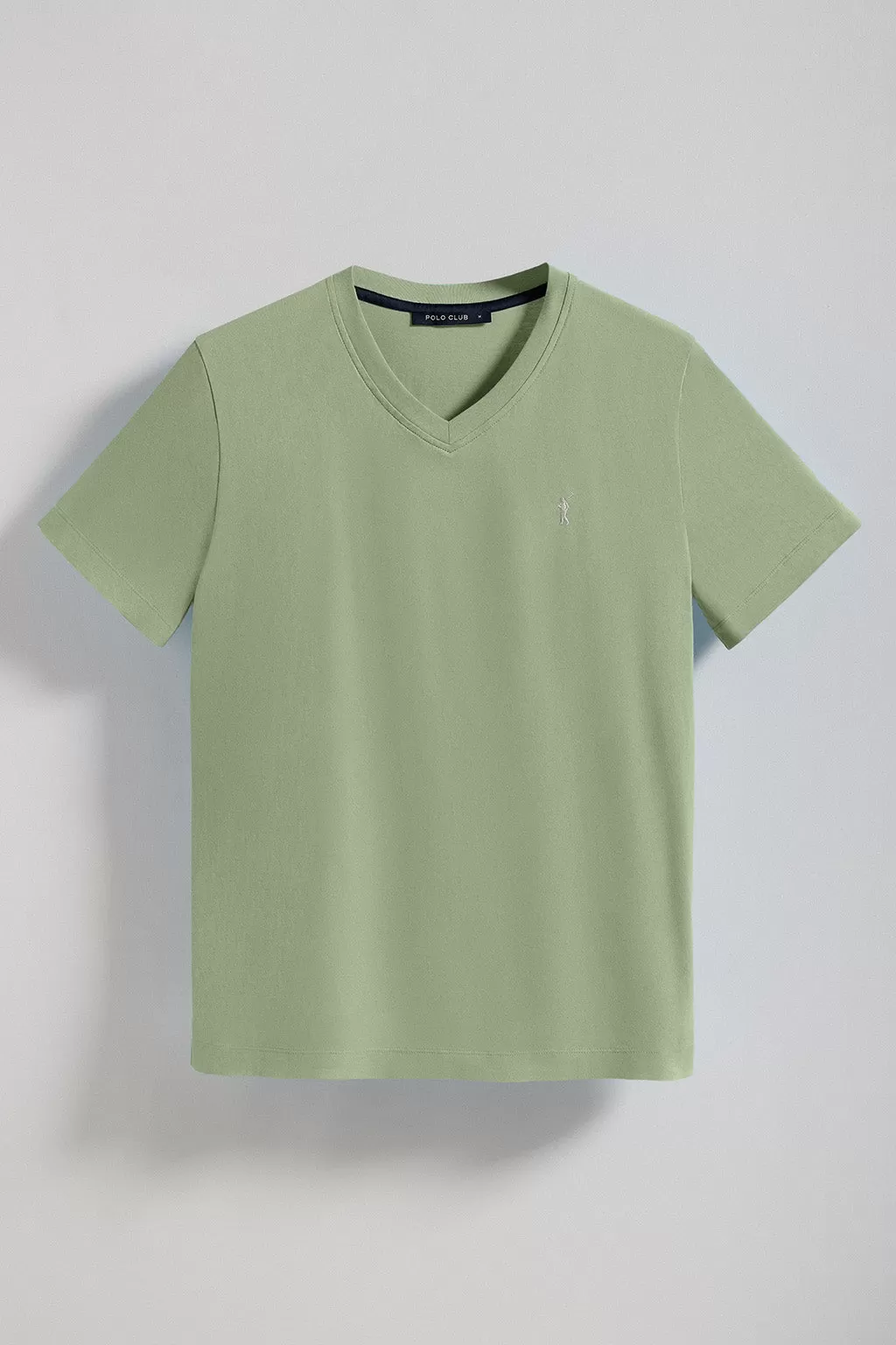 Camiseta verde jade de cuello de pico y manga corta con bordado Rigby Go