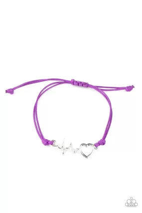 Cardiac Couture Purple and Silver Heartbeat Urban Bracelet - Paparazzi Accessories