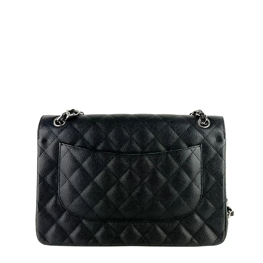 Chanel Black Caviar Jumbo Double Classic Flap Bag