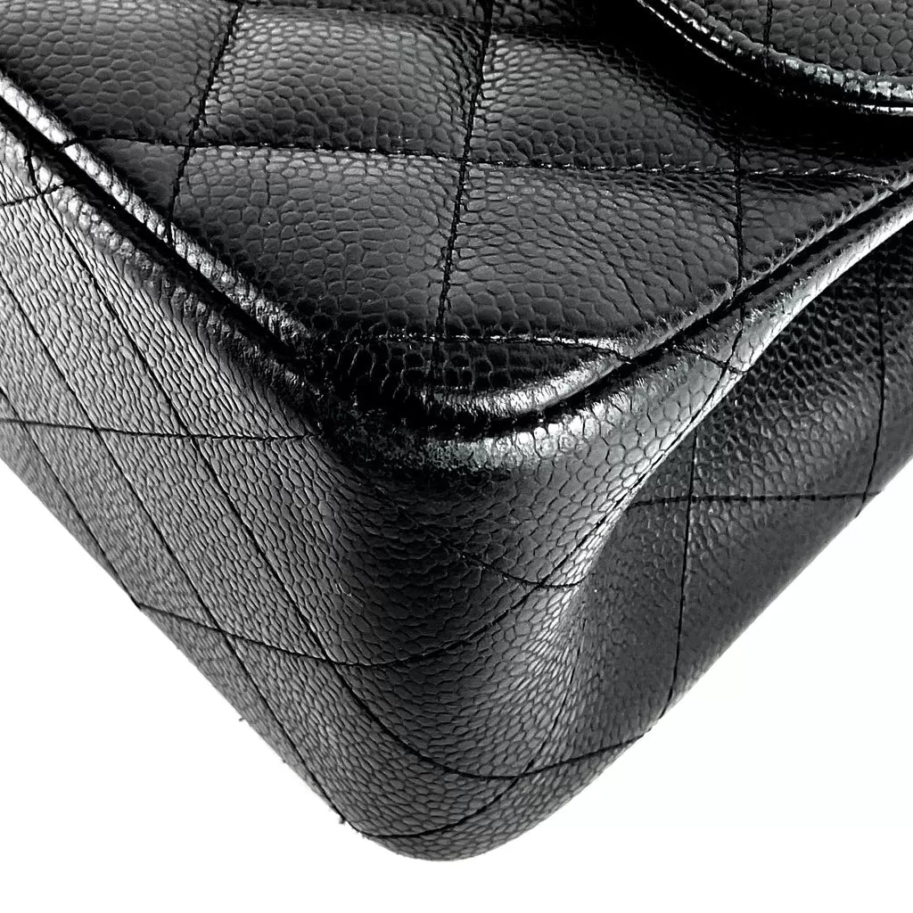 Chanel Black Caviar Jumbo Double Classic Flap Bag