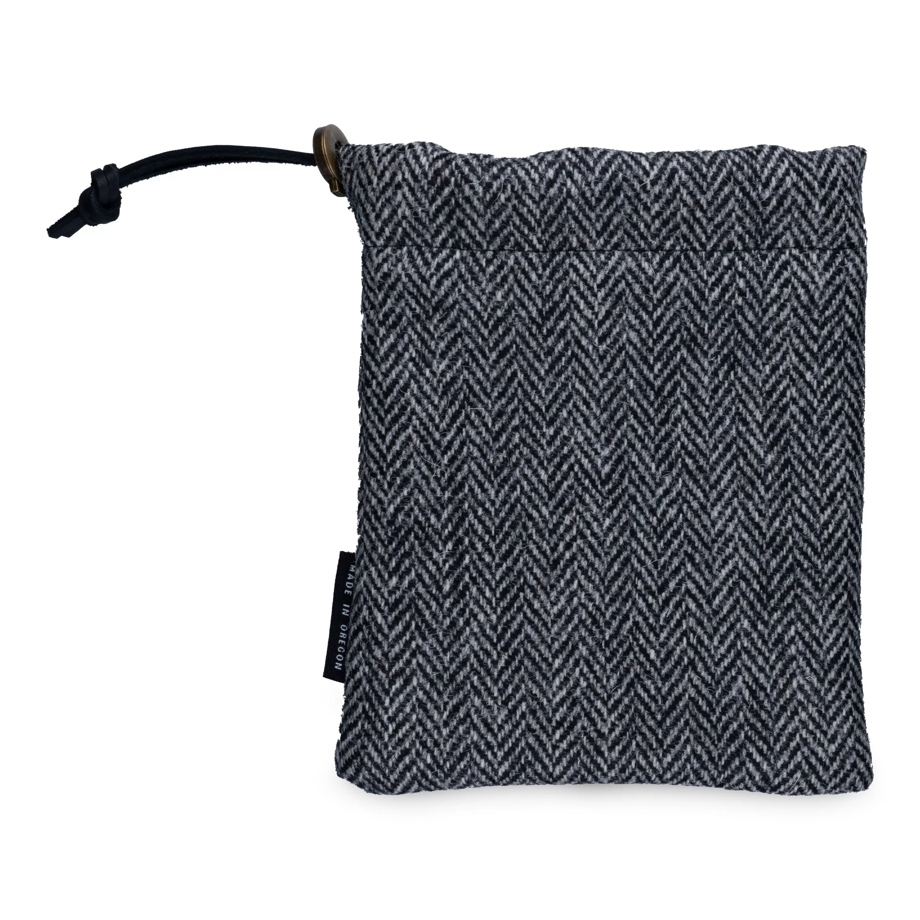 Charcoal Tweed Drawstring Pouch