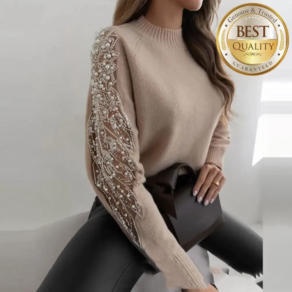 Chic Commute Top: Stylish Round Neck Stitching Woolen Pullover